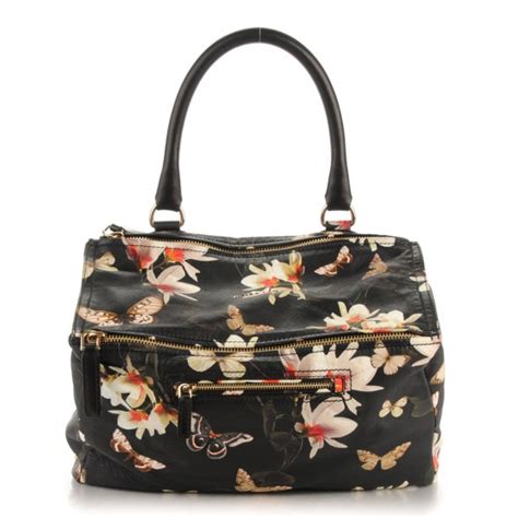 GIVENCHY Lambskin Magnolia Print Medium Pandora Black 